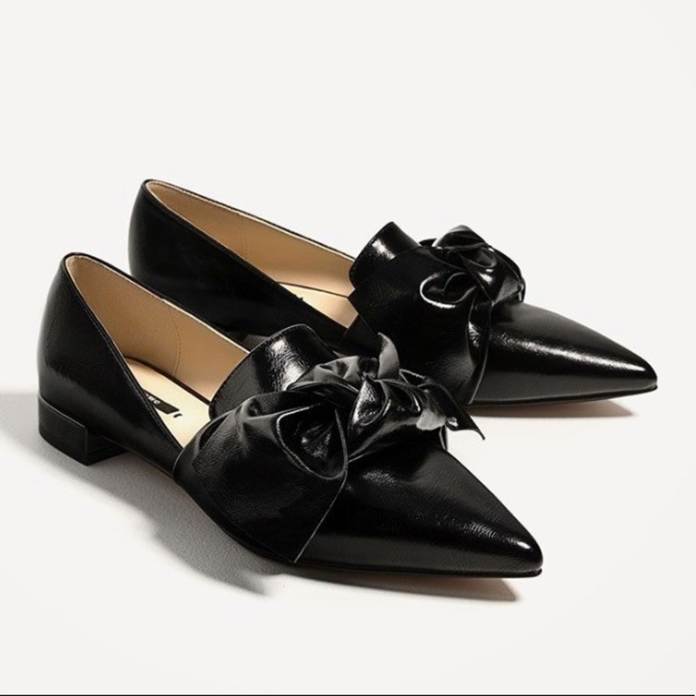 Zara black bow flats